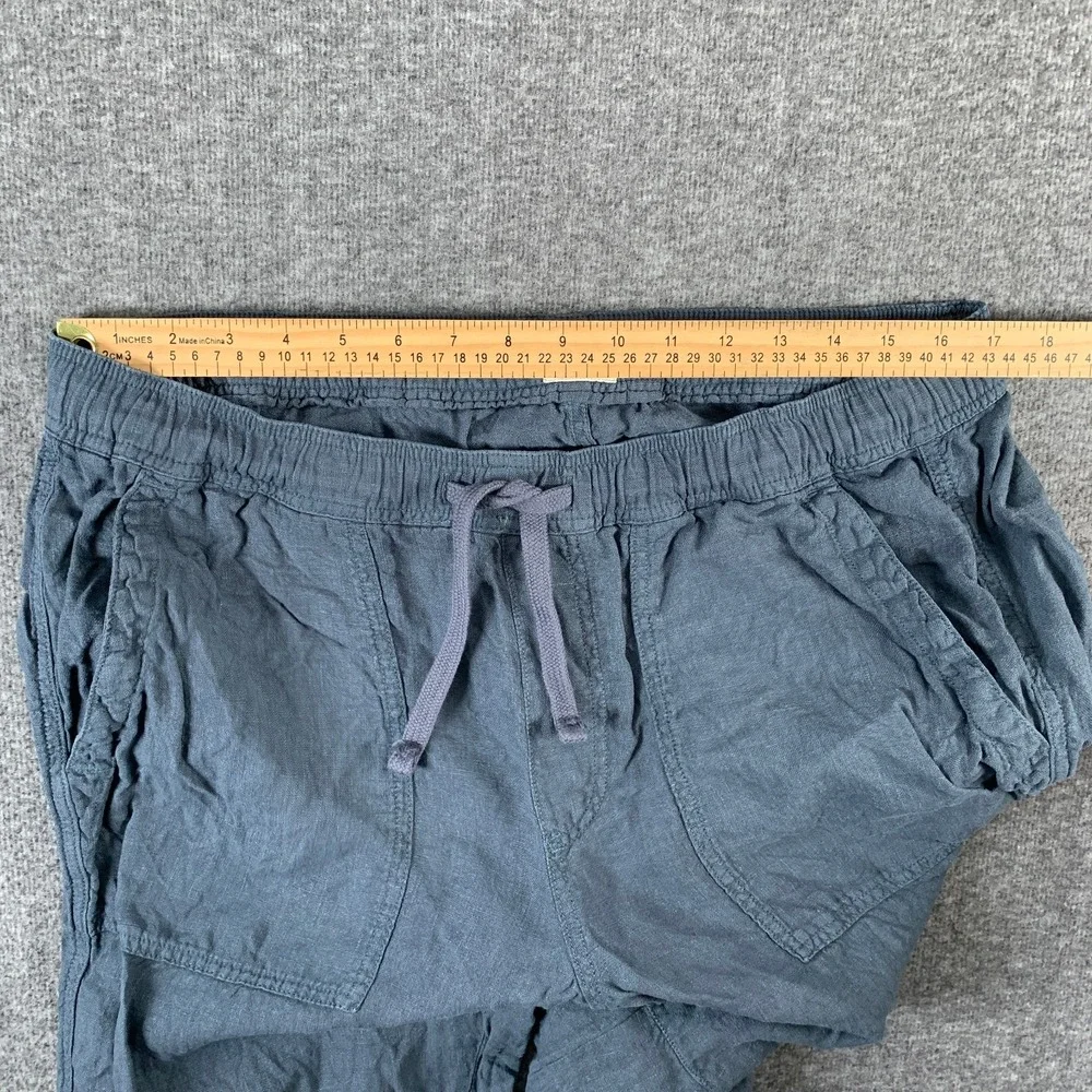 Faherty Linen Pants Men Large Blue Pull On Drawstring Preppy Modern